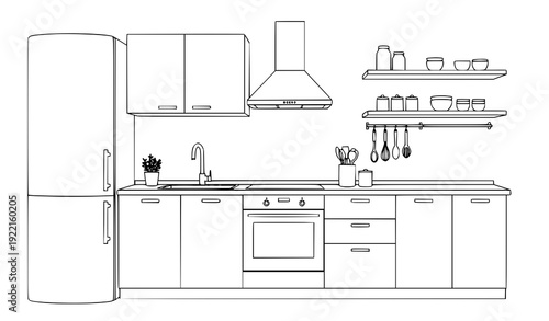 Hand Drawn Room Interior Sketch with Chair and Window Ink Line Art Vector