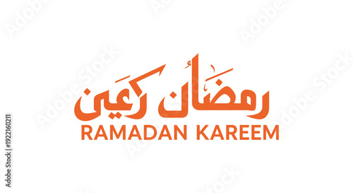 A vibrant orange ramadan kareem greeting with arabic calligraphy and english translation displayed prominently high quality professional detailed