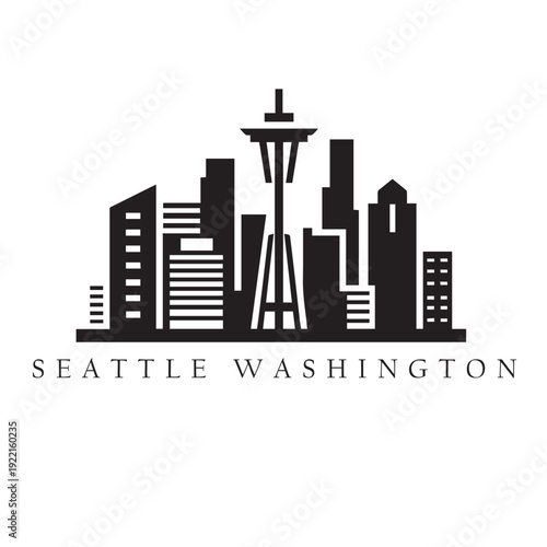 seattle city skyline vector illustration