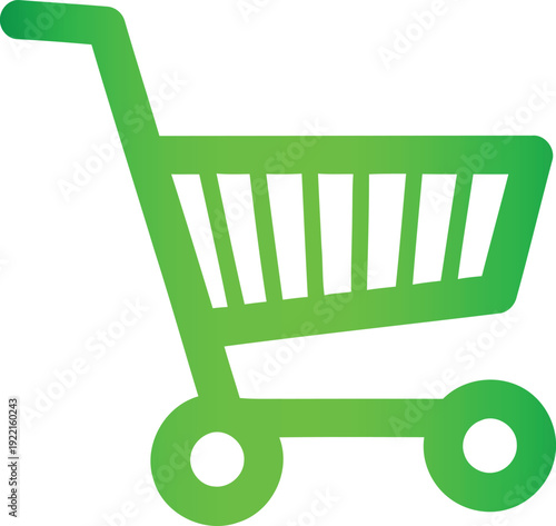 Green shopping cart icon with gradient on white background