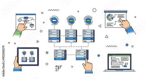 Modern Network Architecture and Data Flow Visualization.
