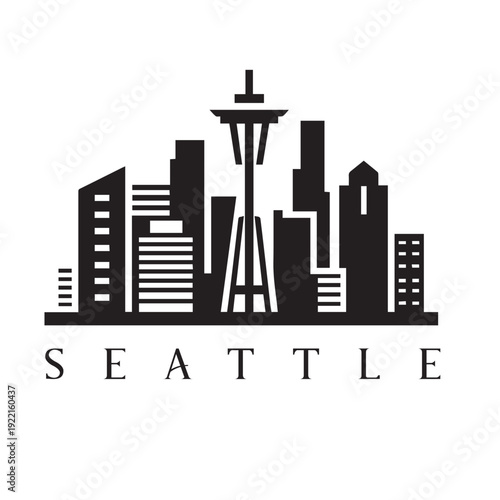 seattle city skyline vector illustration