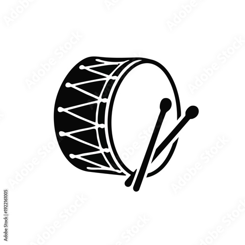 Traditional Ramadan Drum Davul Black Silhouette Icon on White Background