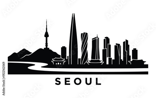 Silhouette of Seoul city skyline in South Korea