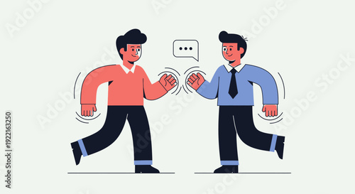 Two businessmen giving each other a fist bump to celebrate success or agree on a deal, conveying teamwork and partnership, modern flat design illustration