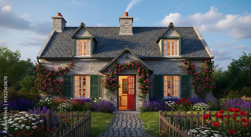 Fototapeta premium A front view of a cottage