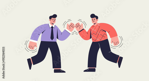 A warm and friendly greeting between two men, representing partnership, collaboration, and mutual respect with a sense of camaraderie and optimism for future endeavors