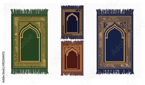 Traditional Islamic prayer mat vector set for Ramadan and Eid design