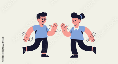 Two diverse people high-fiving with enthusiasm and joy, celebrating a win or a successful achievement together in a moment of connection and teamwork