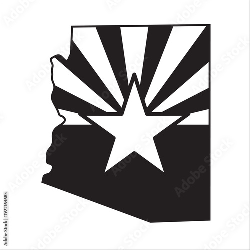 Arizona Map Vector with Flag, Editable EPS Isolated on White