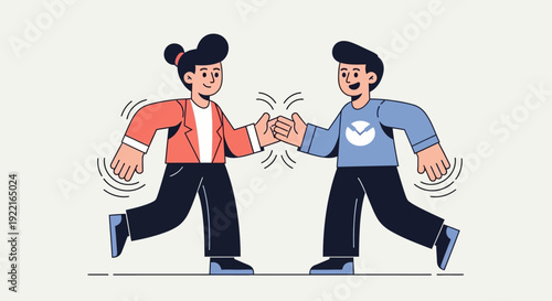 Two diverse people from different backgrounds celebrating success and friendship with a fist bump illustration, conveying a spirit of collaboration and unity