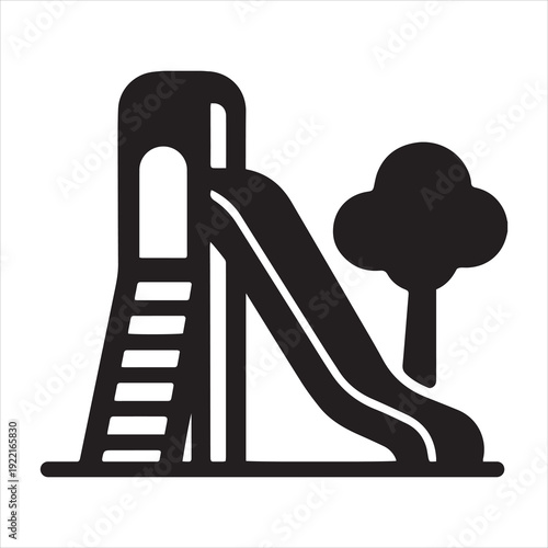 playground slide logo or icon silhouette vector art illustration