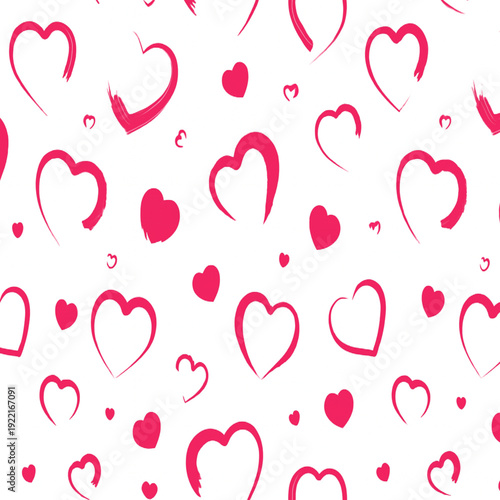 Seamless Pink Heart Pattern Romantic Love Background