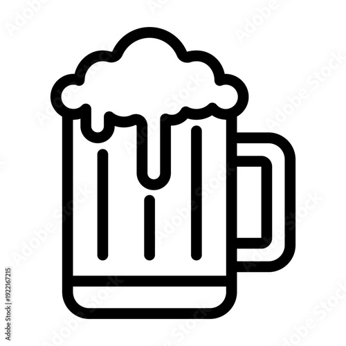 This vector icon depicts a classic beer mug with a frothy head, perfect for illustrating drinks, bars, or celebrations.