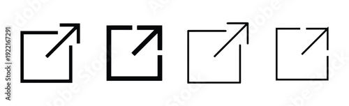 External link icon set with square and arrow, solid and outline versions for outbound connections