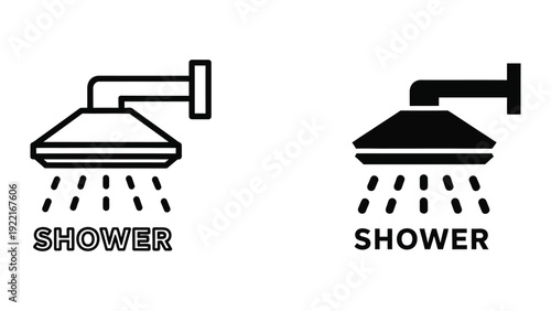 Shower icons in black and white