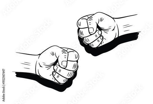 Two Fists Clenched in Opposition, Ready for a Showdown or Game