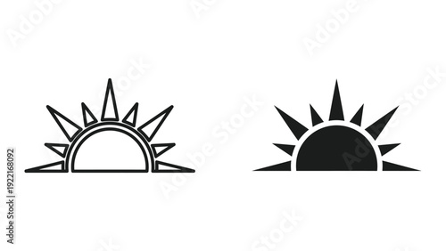 Sun rising and setting icons