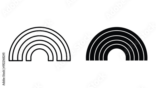 Black and white rainbow icons on white background
