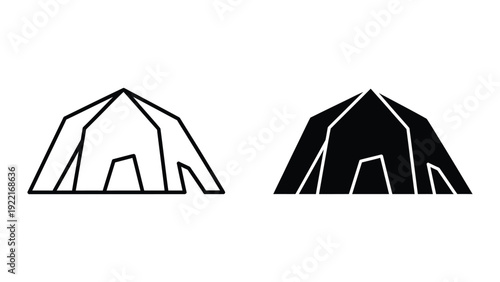 Simple line drawing of a tent