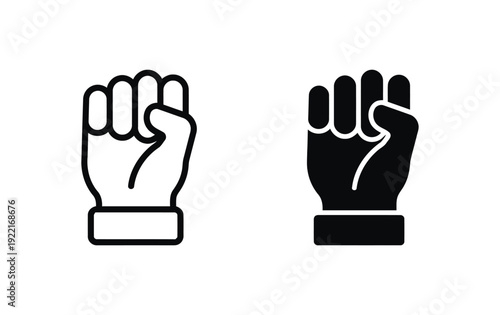 Fist icon in outline and solid fill versions