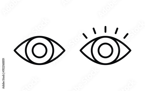 Eye visibility icons set showing open and active states