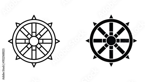 Dharmachakra symbol illustration set