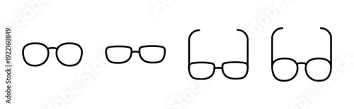 Eyeglasses line art icons collection, spectacles simple illustrations, vision correction and fashion accessories