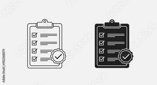 Checklist Clipboard Icon Set Vector – Task Management To-Do List Design