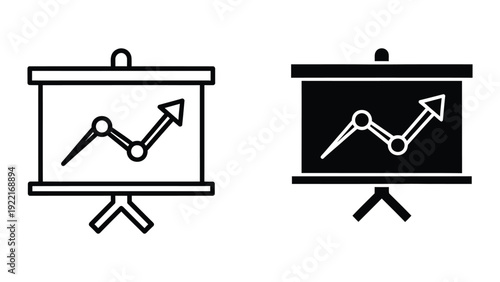 Presentation screen with graph on easel