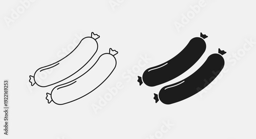 Sausage Icon Set Vector – Grilled Meat Food Illustration Minimal Design