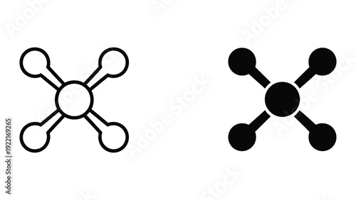 Simple black and white molecule icons