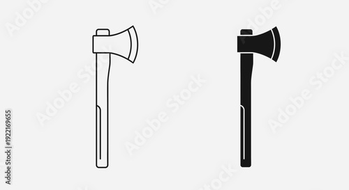 Axe Tool Icons – Woodcutting Hatchet Outline and Solid Symbol
