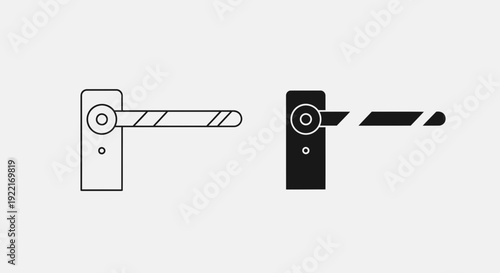 Parking Barrier Gate Icons – Automatic Security Boom Gate Outline and Solid Symbol