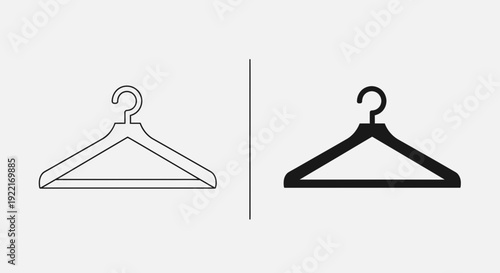 Clothes Hanger Icon Set Vector – Wardrobe Clothing Rack Line and Solid Style Illustration