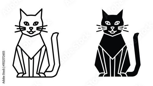Black and white cats sitting