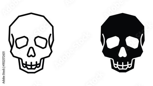 Black and white skulls side by side