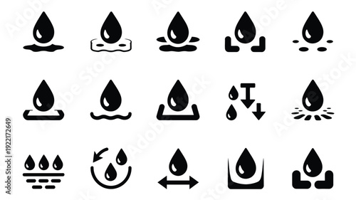 Black water drop white drops symbols
