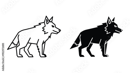 Black and white wolves standing together