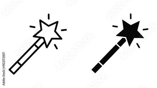 Magic wands in outline and solid styles