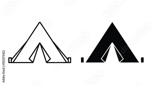 Tent outline icons in black and white