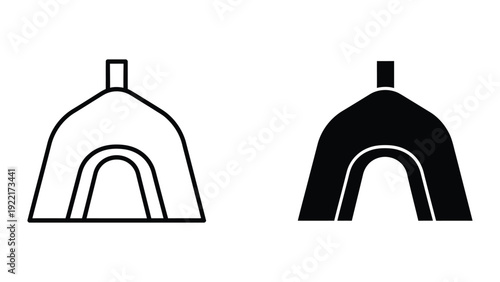 Simple black and white illustration of two identical domes