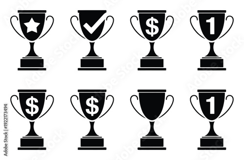 Collection of Trophy Star, Checkmark, Dollar Sign, Number 1, and Blank