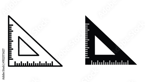 Set of triangle rulers on white background