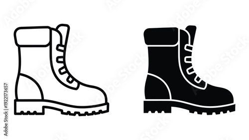 Black and white boots icon