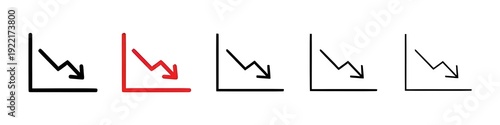 Foto Arrow trend-down line icon set