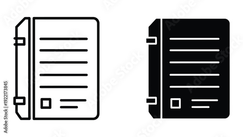 Notebook icons in black and white