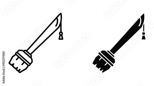 Simple black and white illustration of two paintbrushes