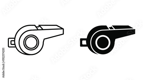 Whistle icons in black and white outline