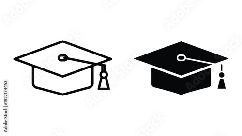 Graduation caps icon set